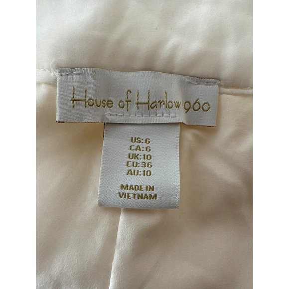 HOUSE OF HARLOW 1960 Women's Cream Sequin Wide Leg High Waist Palazzo Pants Sz 6 - Picture 6 of 13